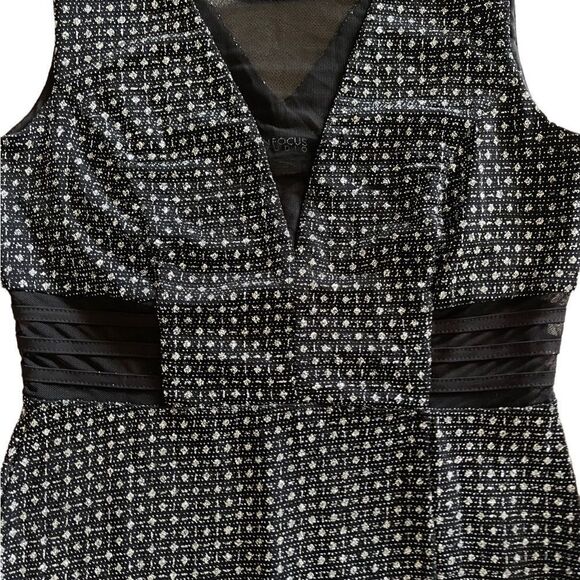 Enfocus Studio embellished sheer bodycon midi cocktail dress black& silver sz S - Picture 5 of 10